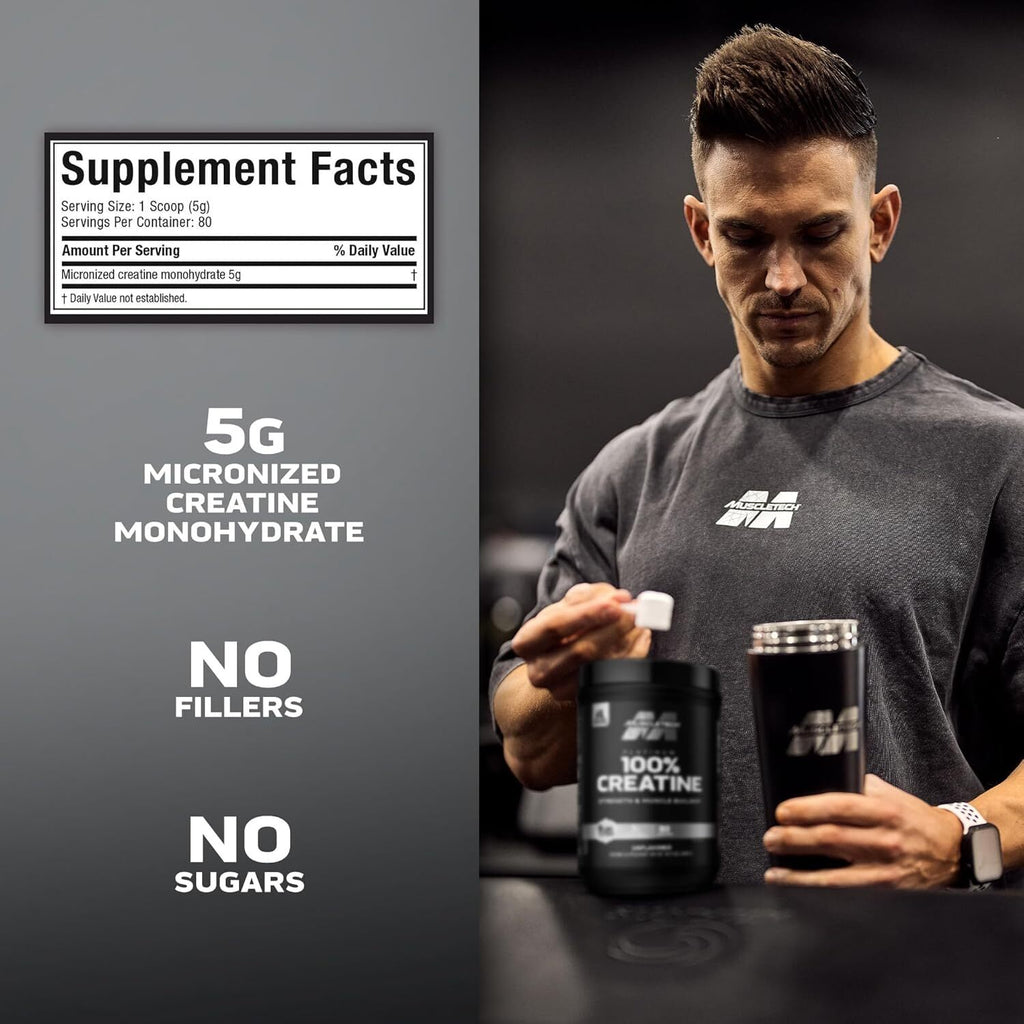 Creatine Monohydrate Powder Platinum Pure Micronized Muscle Recovery + Builder