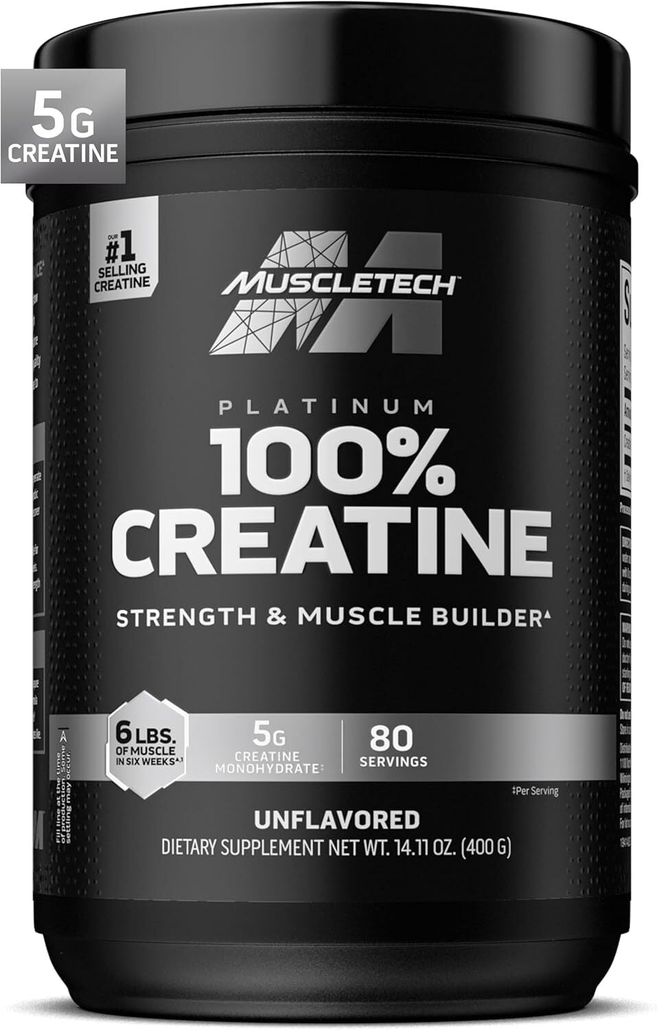Creatine Monohydrate Powder Platinum Pure Micronized Muscle Recovery + Builder