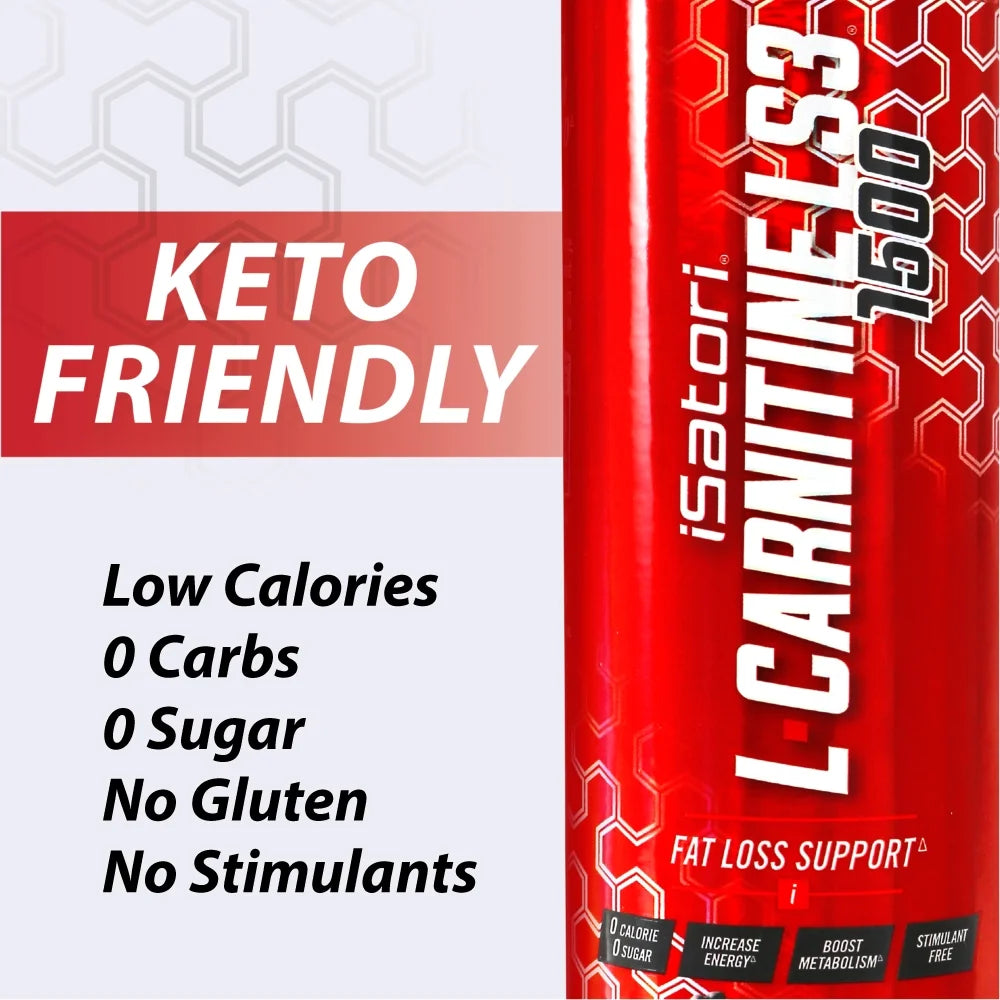 Isatori L-Carnitine LS3 Concentrated Liquid Metabolic Enhancer and Energy Booster - Health and Fitness - Keto Friendly - Stimulant Free - Mixed Berry 1500Mg (32 Servings)