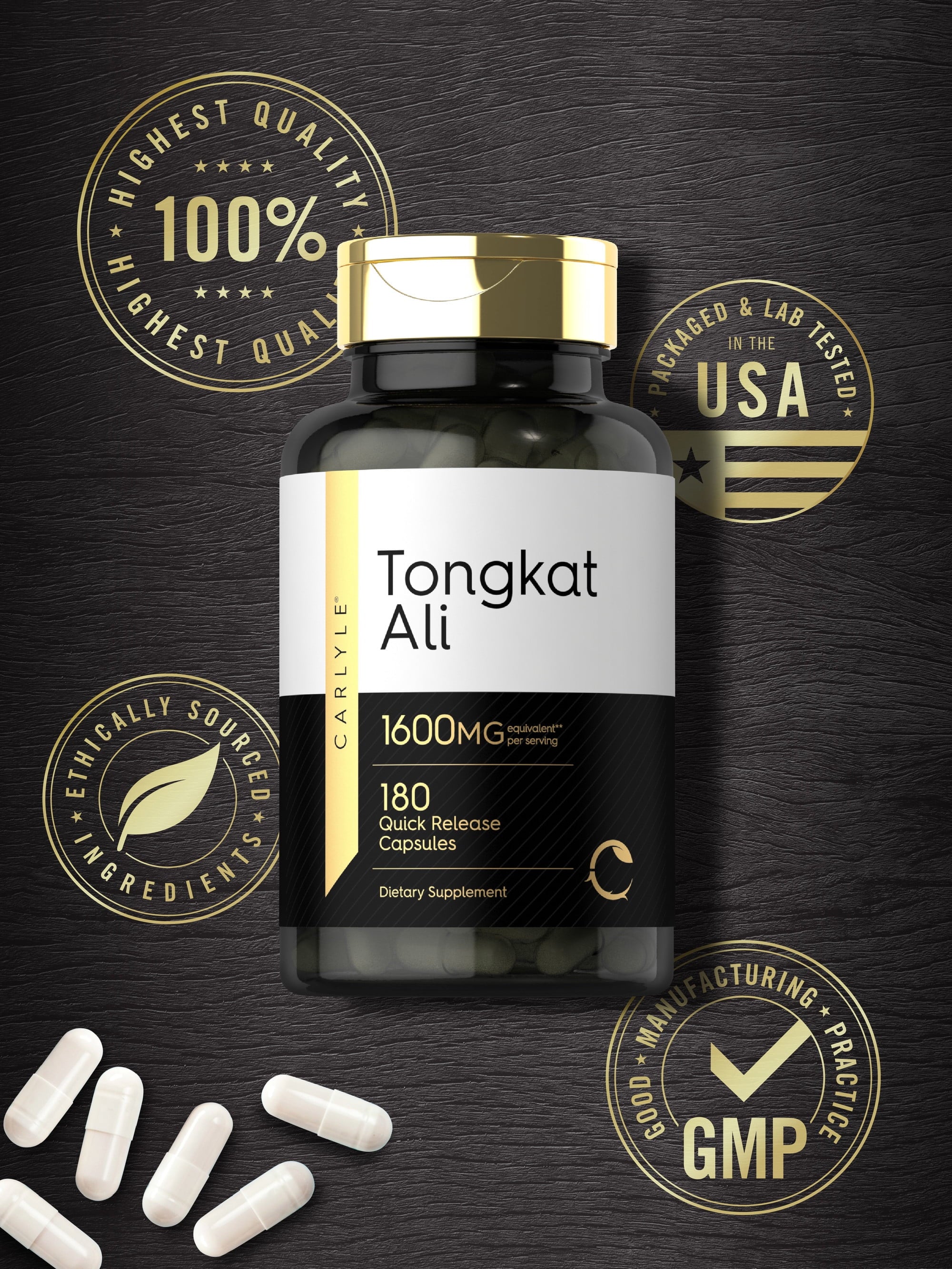 Tongkat Ali 1600Mg | 180 Capsules | Non-Gmo and Gluten Free Supplement | by Carlyle