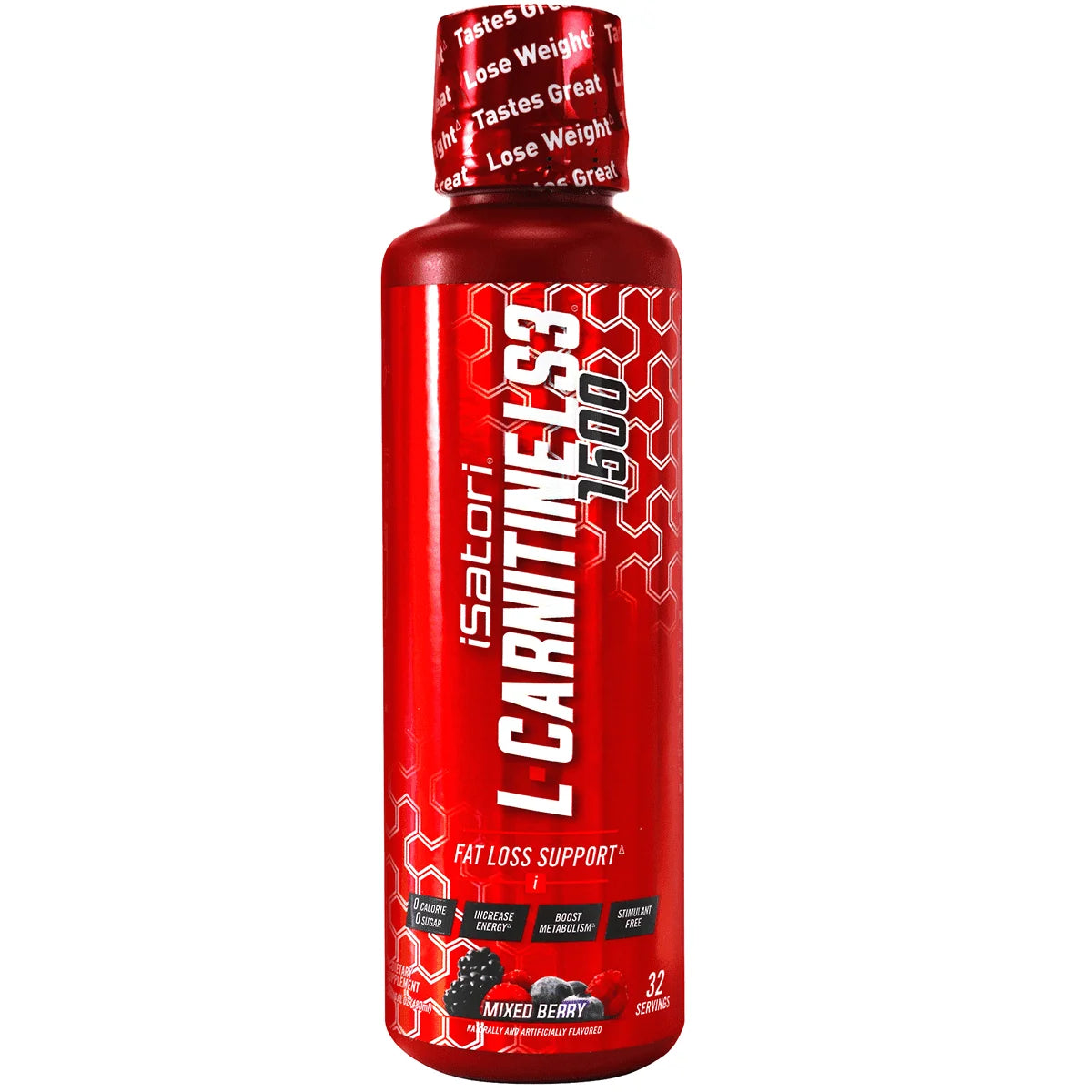 Isatori L-Carnitine LS3 Concentrated Liquid Metabolic Enhancer and Energy Booster - Health and Fitness - Keto Friendly - Stimulant Free - Mixed Berry 1500Mg (32 Servings)