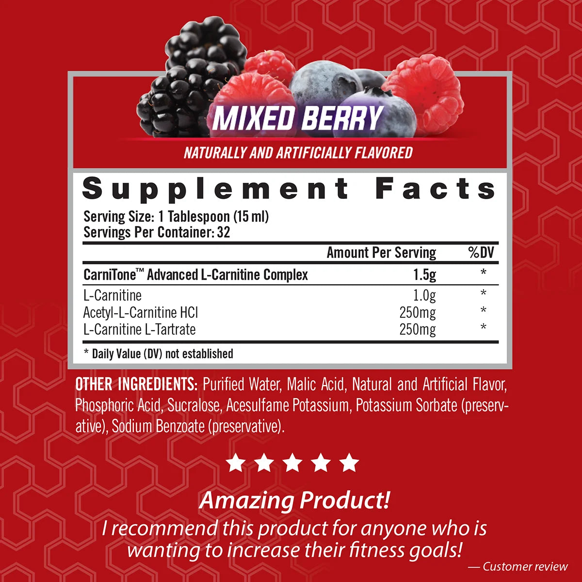 Isatori L-Carnitine LS3 Concentrated Liquid Metabolic Enhancer and Energy Booster - Health and Fitness - Keto Friendly - Stimulant Free - Mixed Berry 1500Mg (32 Servings)