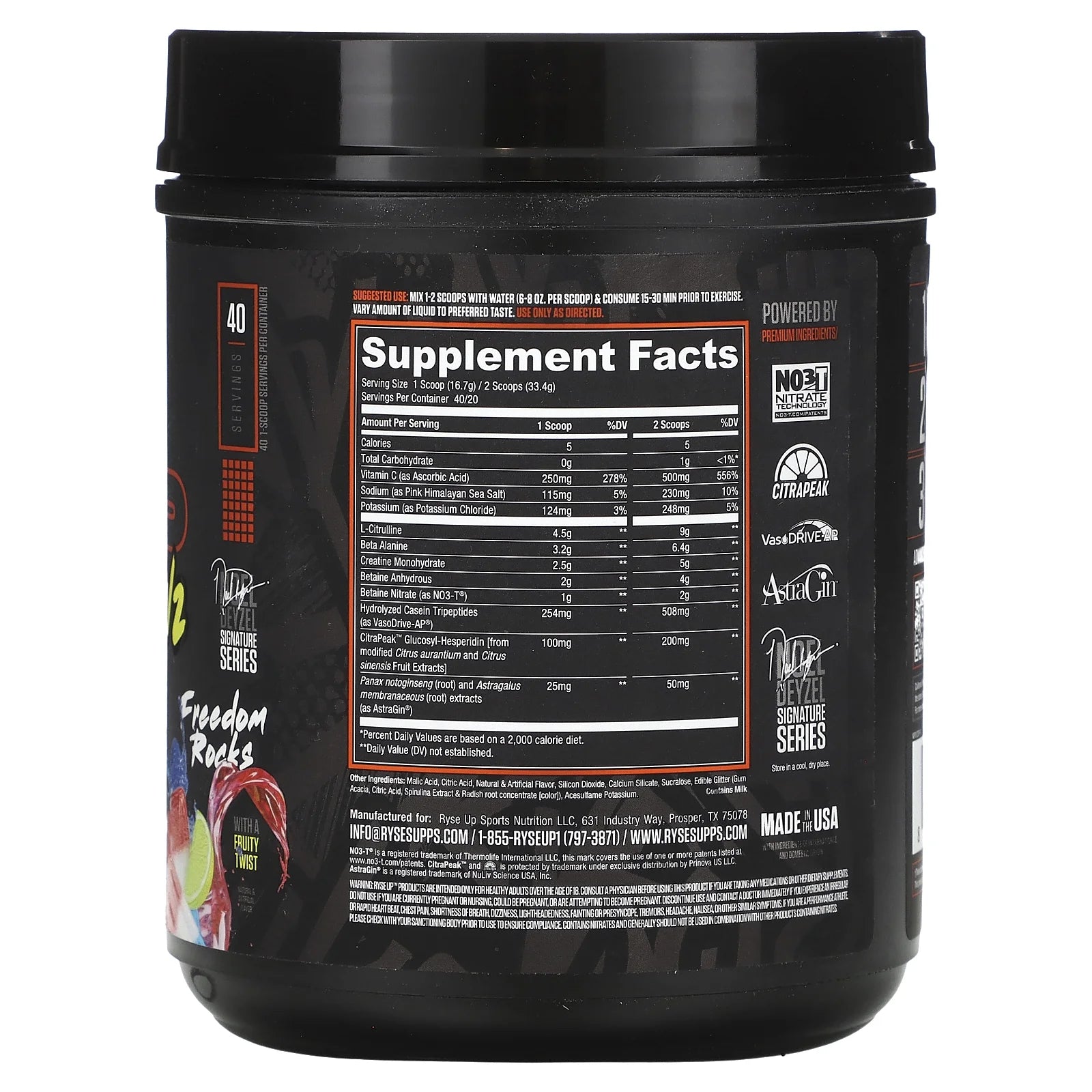 RYSE Pump Daddy V2 Pre Workout Powder - Freedom Rocks - 40 Servings
