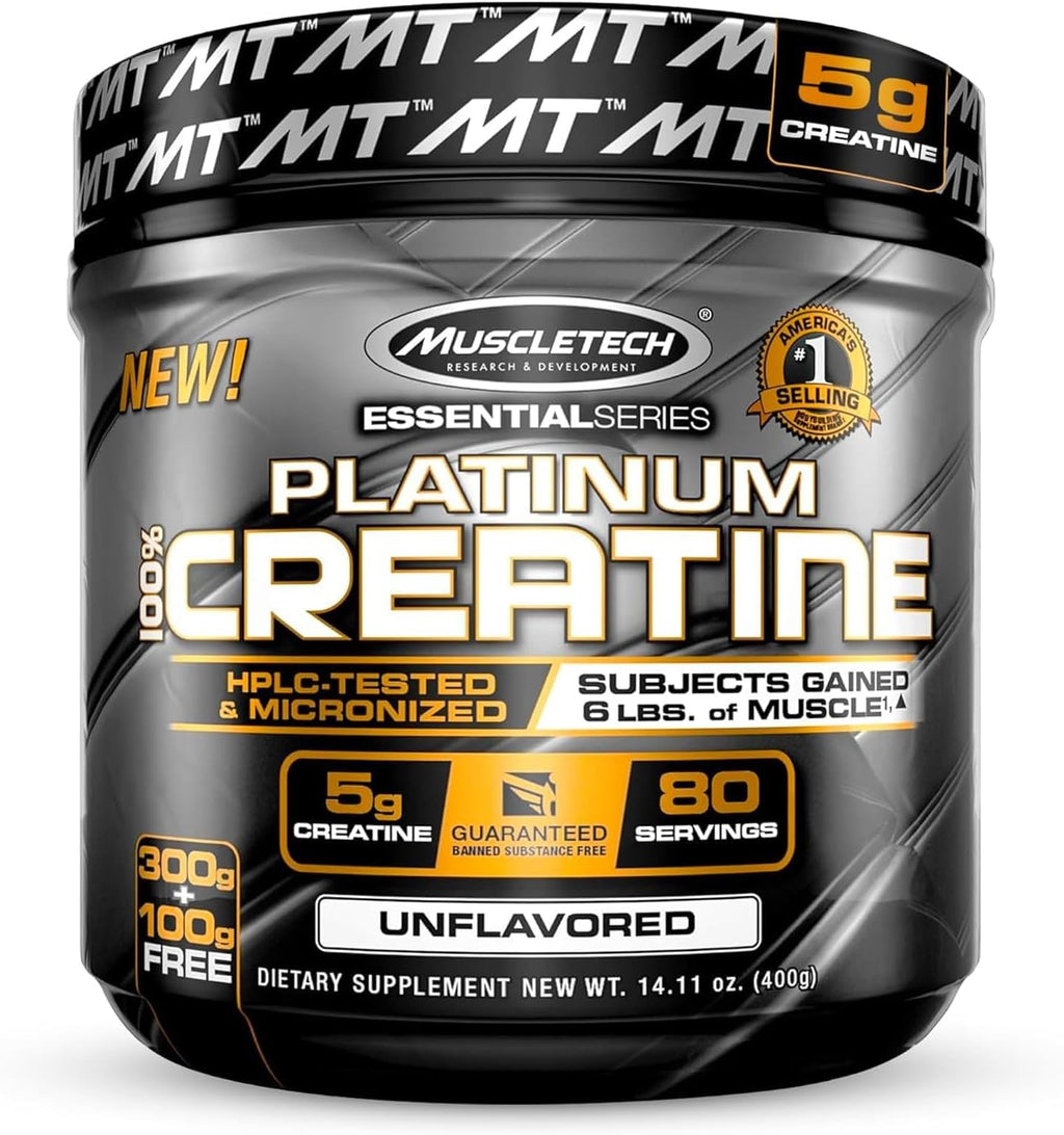 Creatine Monohydrate Powder Platinum Pure Micronized Muscle Recovery + Builder