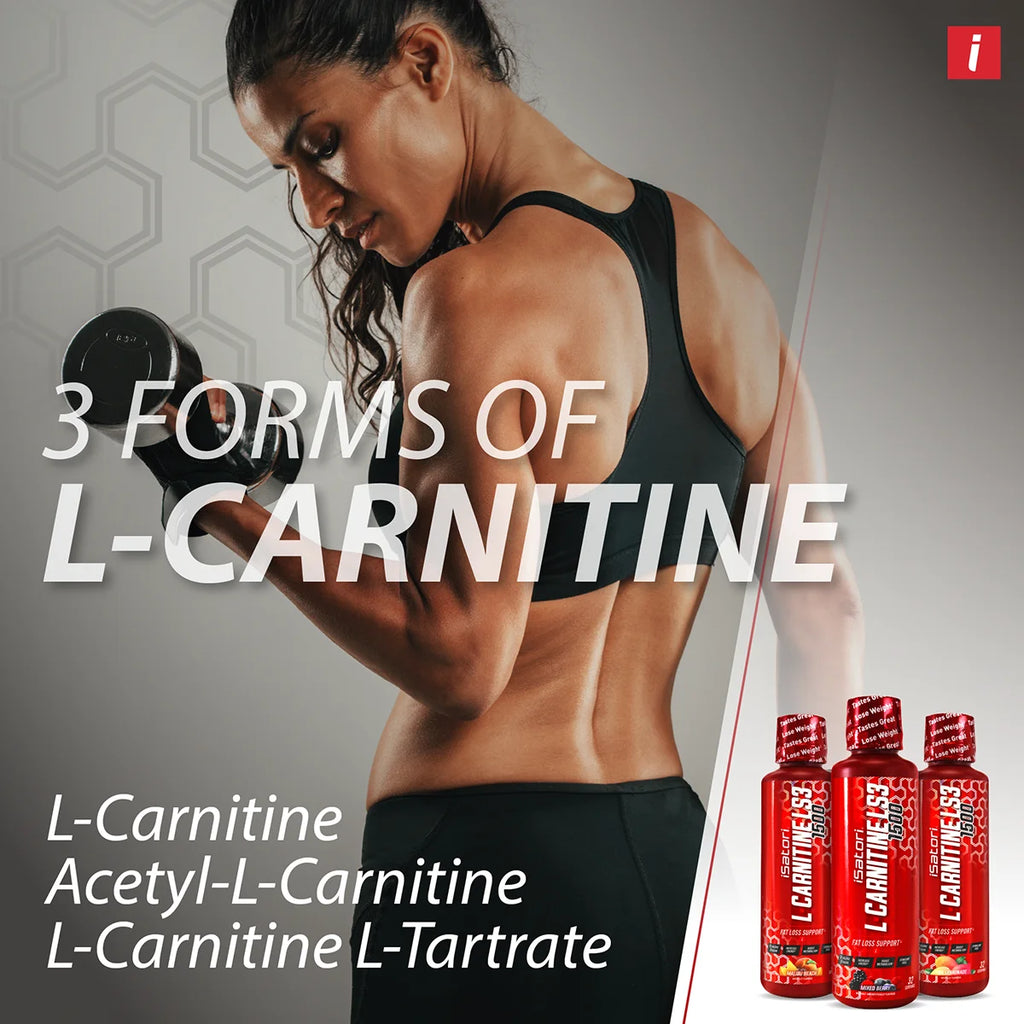 Isatori L-Carnitine LS3 Concentrated Liquid Metabolic Enhancer and Energy Booster - Health and Fitness - Keto Friendly - Stimulant Free - Mixed Berry 1500Mg (32 Servings)