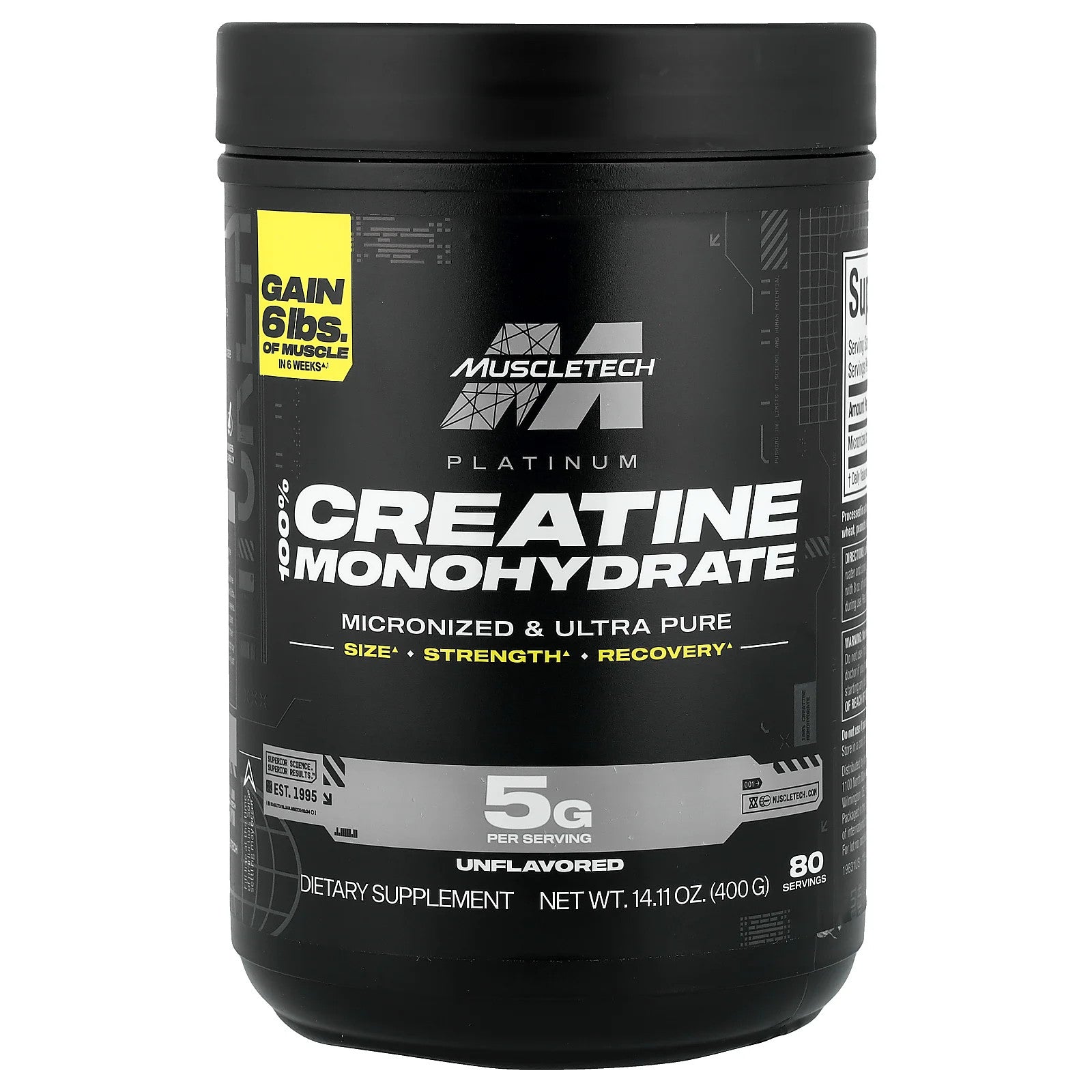 Muscletech, Essential Series, Platinum 100% Creatine, Unflavored, 14.11 Oz